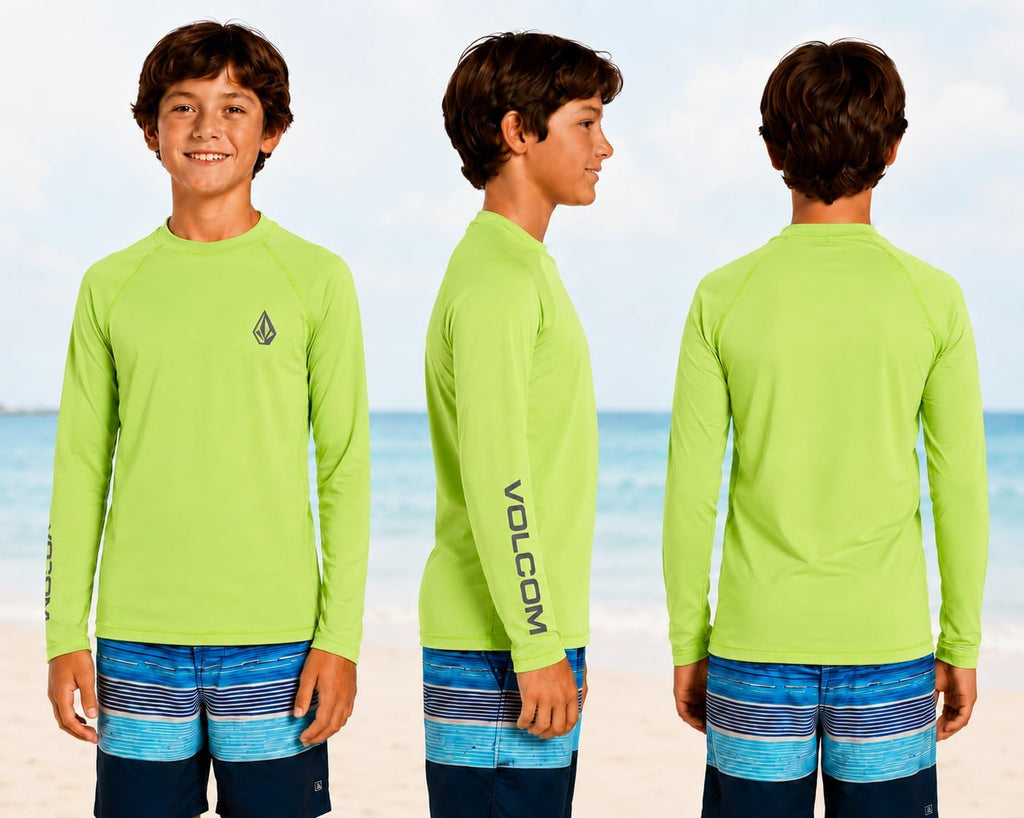 Boys Long Sleeve Rash Guard Swim Shirt, UPF 50+ Quick Dry