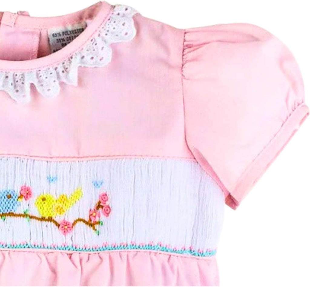 Baby Girl Hand Smocked Classic Bubble - Pink Spring