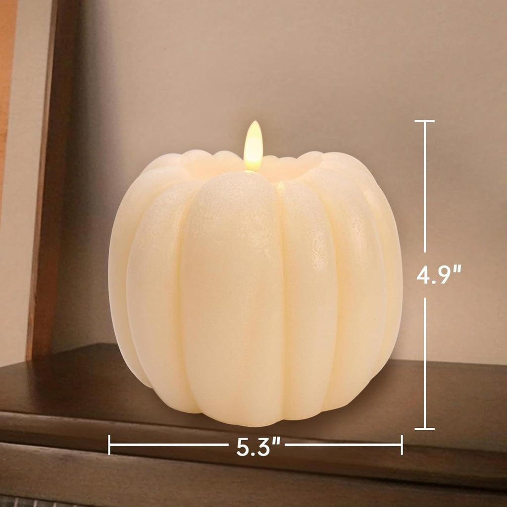Fall Decorations - Flickering Flameless Wax Pumpkin LED Candle