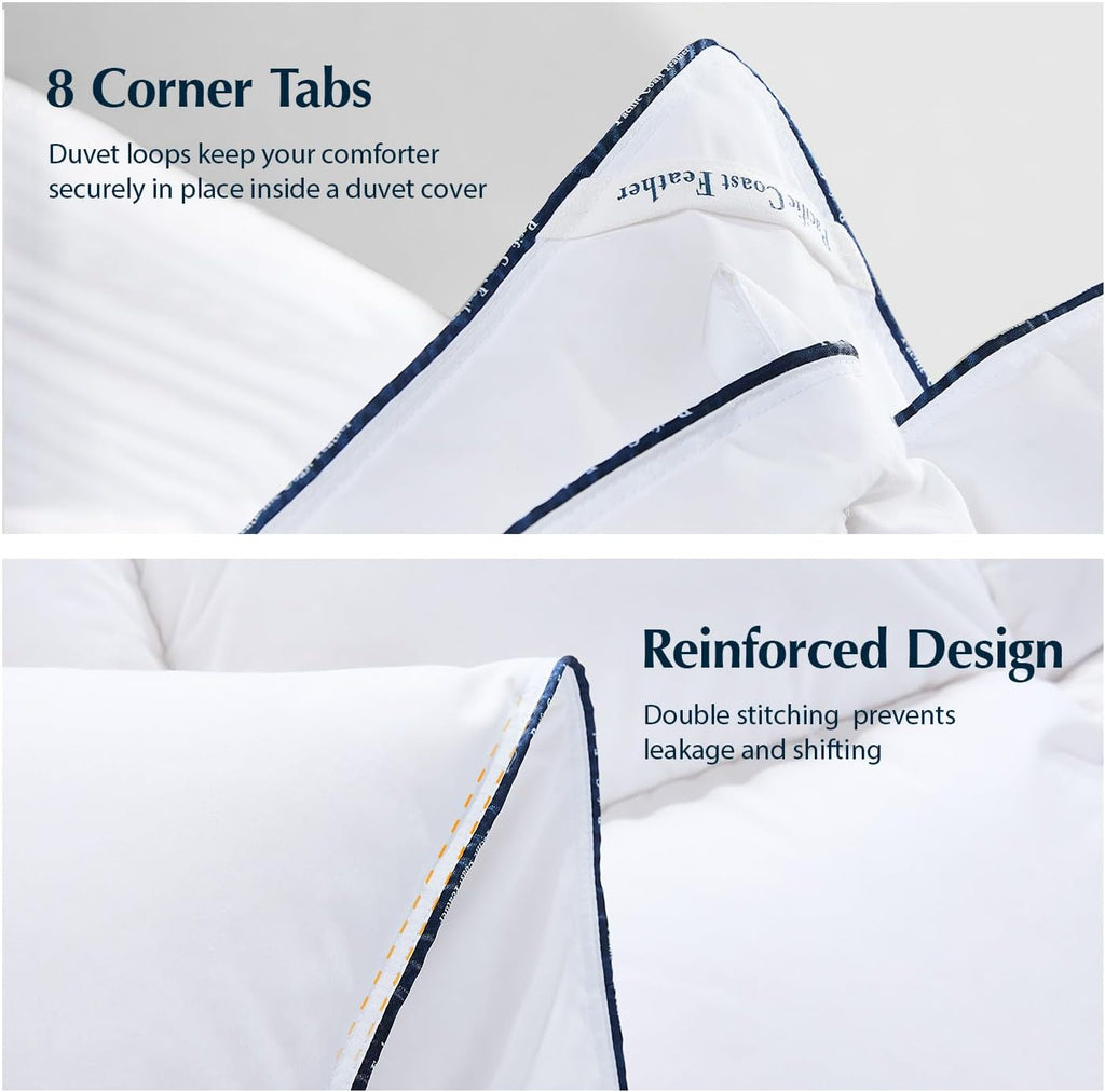 Luxury White Goose Feather Down Fiber Comforter Queen, All Season Hotel Collection Duvet Insert, Ult