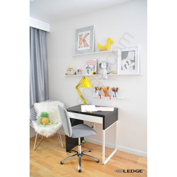 5'/60" Art Display/Picture Ledge/Floating Shelf, Metal, Modern (3.5" deep, White)