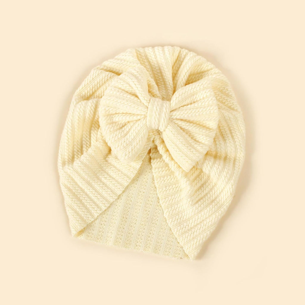 Baby Girls Hair Bow Turban Hat 6PCS Set, Top Bowknot Head Wrap Beanie India Caps for Infant Toddlers