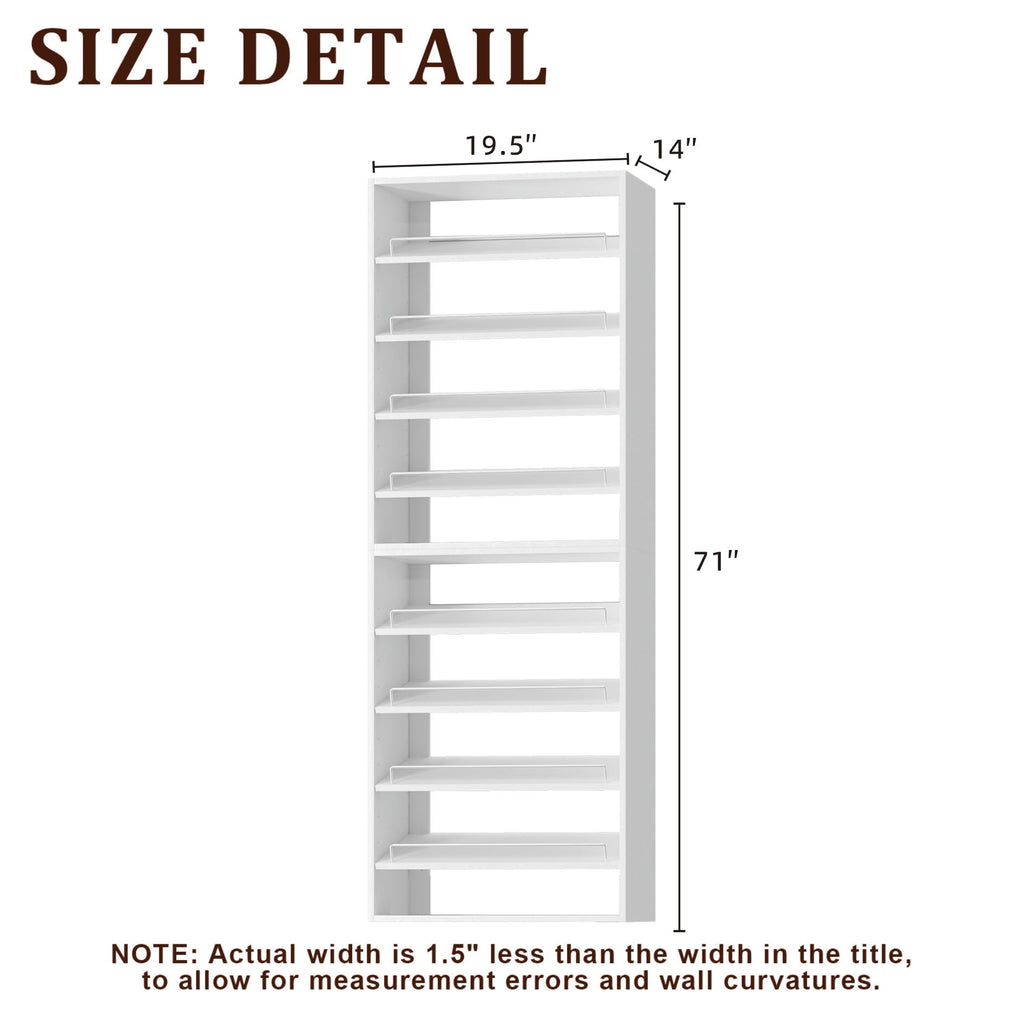 Modular Closet System, 19.5" Wide Wall-Mounted Closet Tower Organizer with Adjustable Shoe Shelves for Walk-In Closet