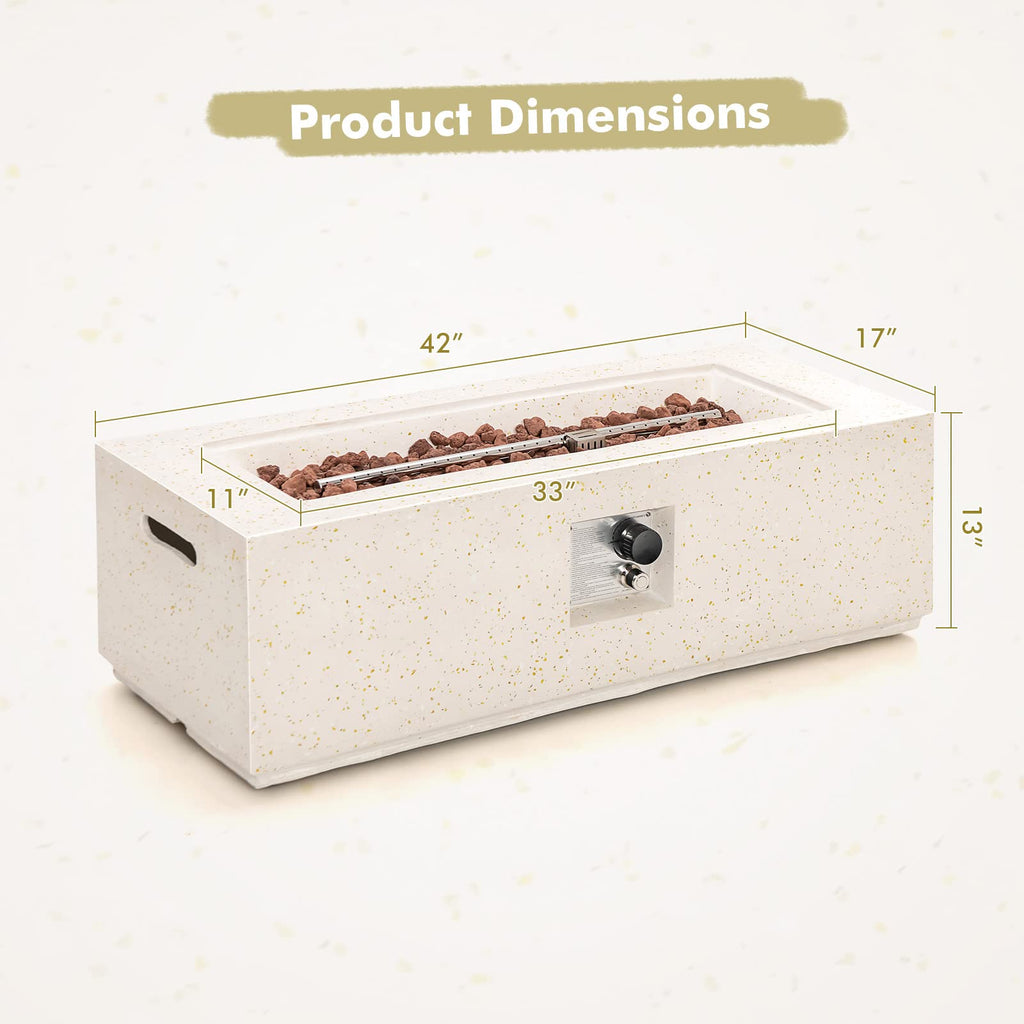 Propane Fire Pit Table, 50, 000 BTU Terrazzo Gas Fire Table w/Simple Ignition System & Stainless Steel Burner