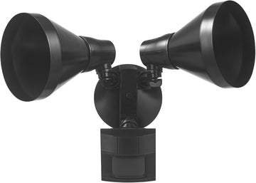 180-Degree 240 W Twin Head Black Hardwired Motion Sensor Security Flood Light with MotionBright