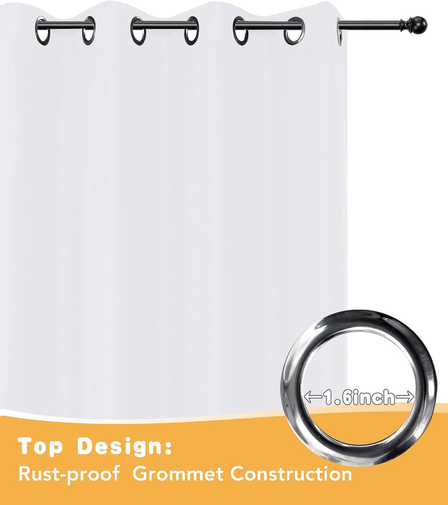 Extra Wide Outdoor Curtains Waterproof, 4 Panels - 110 x 108 Inch - Privacy & Light Filtering Curtains White Grommet