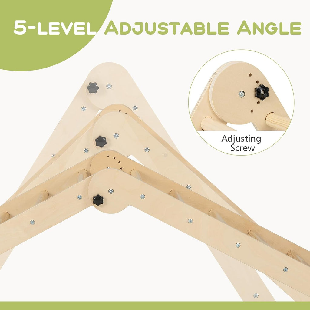 Triangle Set 8 in 1 Climbing Toys for Toddlers Foldable Wood Montessori Jungle Gym with Toddler Tower Angle