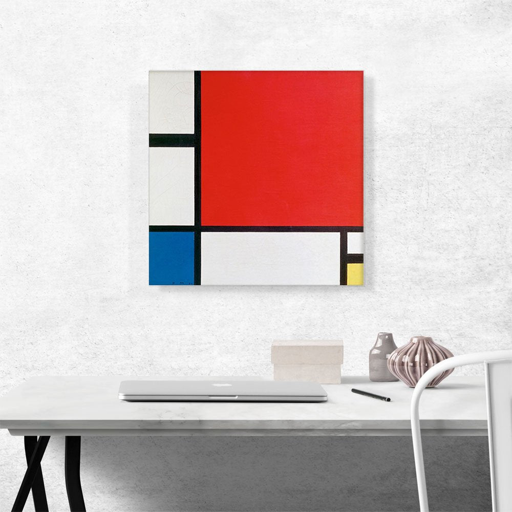 Composition with Red, Blue, and Yellow Canvas Art Print Stretched Framed Painting Picture Poster Giclee Wall Decor by