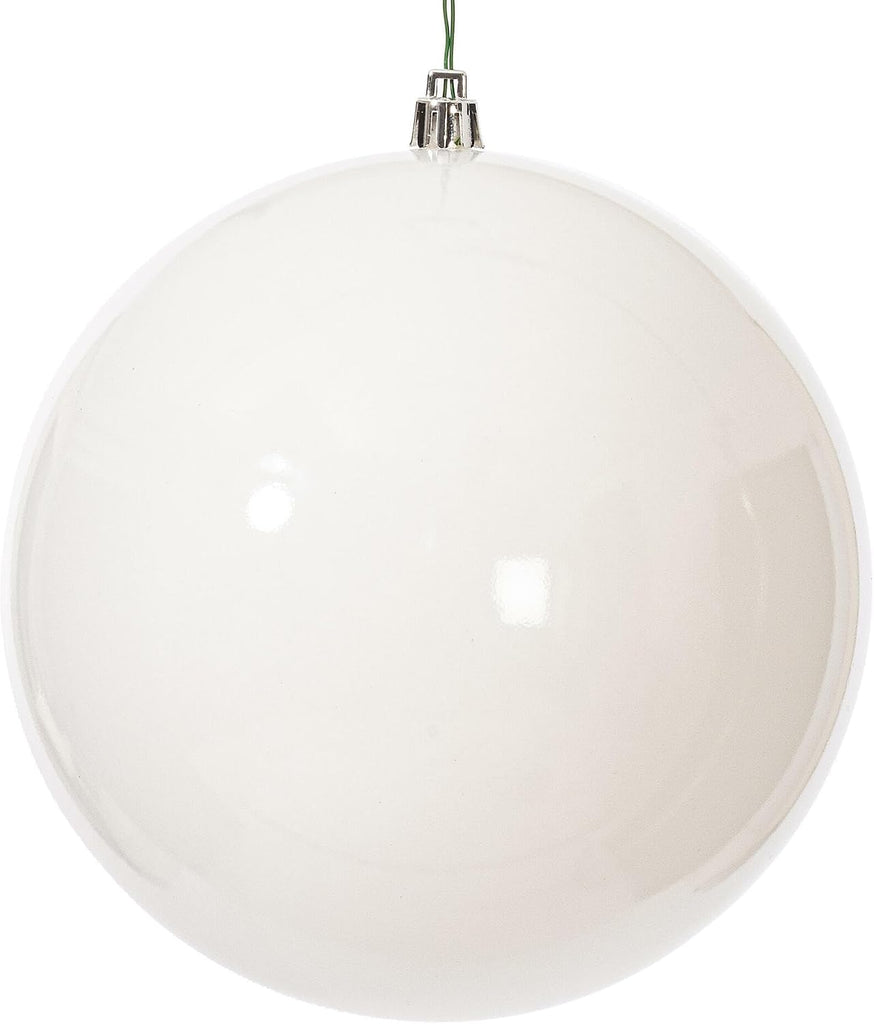 6" White 4-Finish Ball Ornament Assortment - 4 per Box - Matte, Shiny, Glitter, Sequin - Reliable and Durable