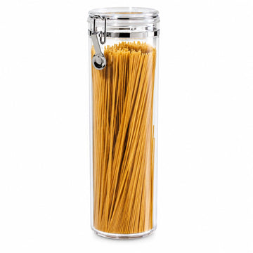 Tall Clear Plastic Canister with Clamp Lid, 58 oz - Large Airtight Food Storage Container, Ideal & Pantry Storage of