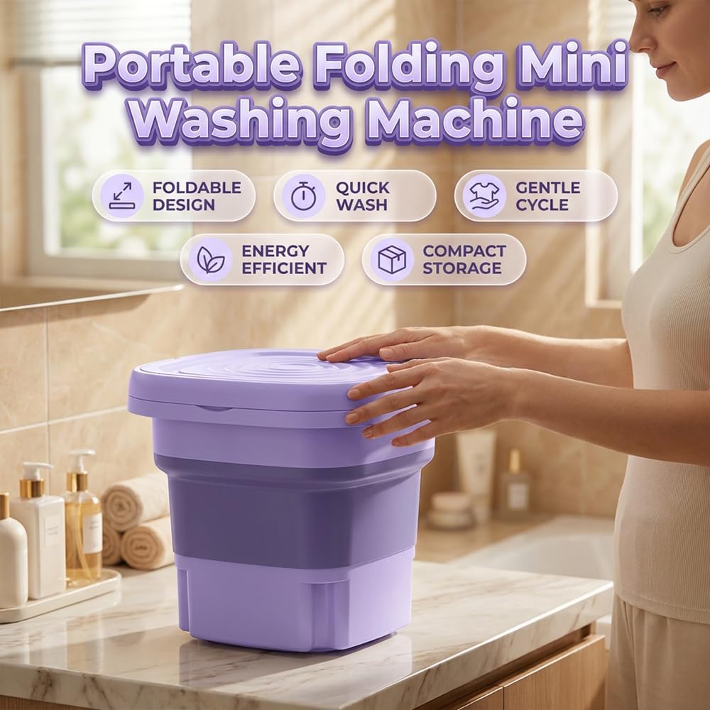 Portable Washing Machine,Foldable Mini Washer Travel Washing Machine,8L 3 Modes Upgraded Small Collapsible Laundry for