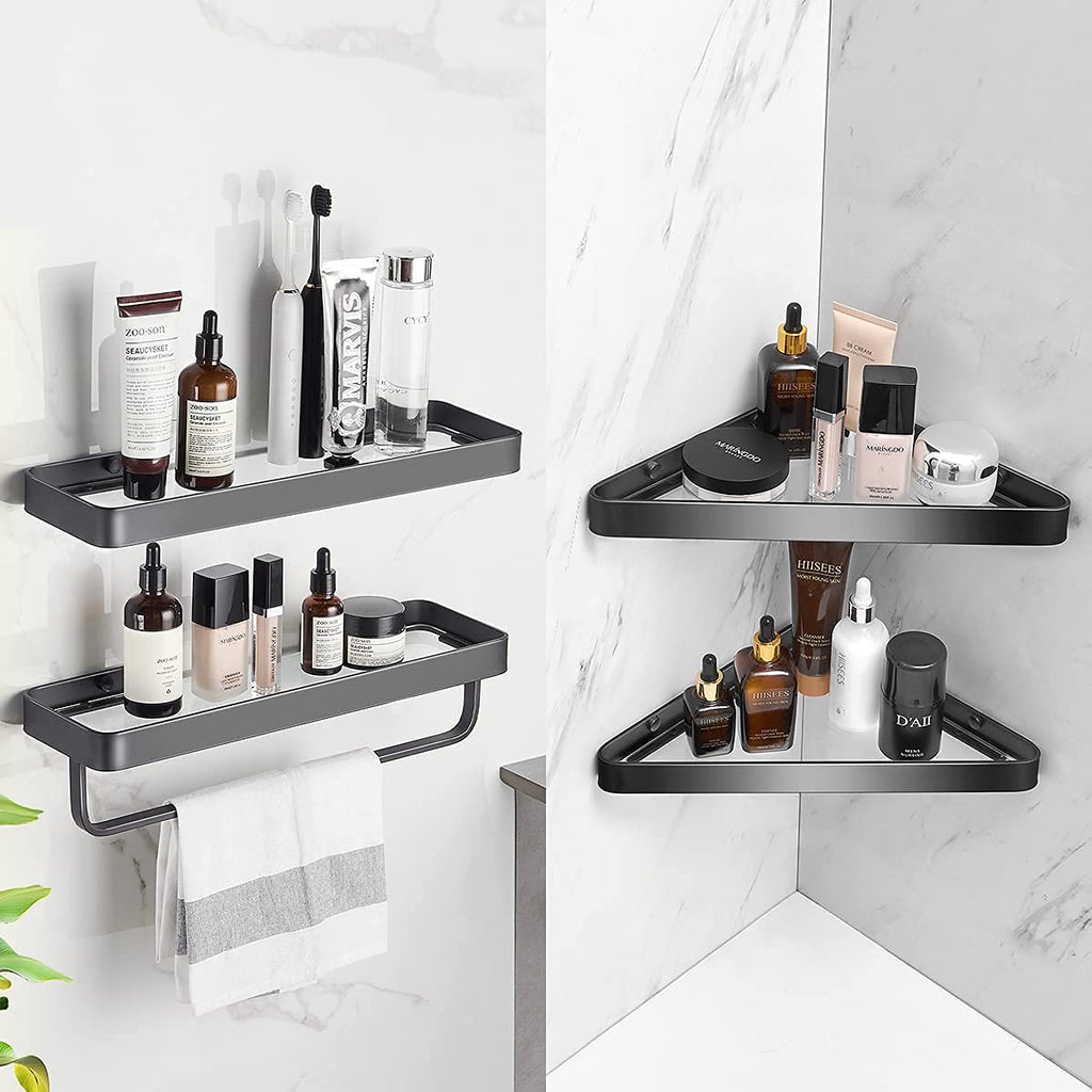 Bathroom Shelves Wall Mounted Glass Shelf for Floating Shelf Tempered Glass Shelves 2 Tier Bathroom Wall