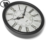 Menterry Oval Retro Wall Clock, Rustic Vintage Style, Black Antique Design