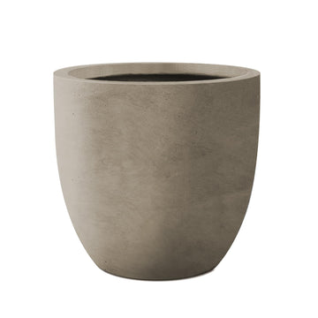 Accent Round Curved Weathered Concrete Planter 13.3" Dia, Outdoor