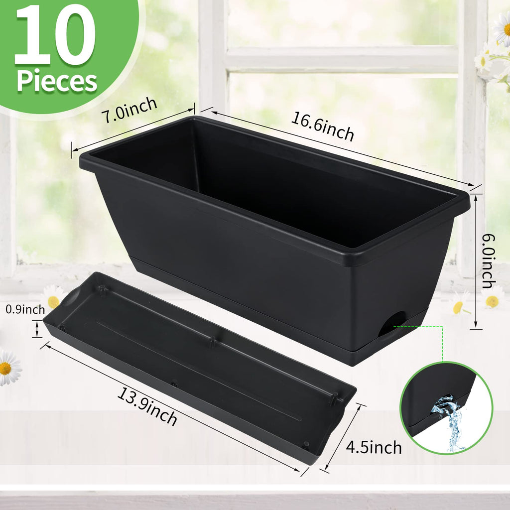 Window Box Planter, 10Pack Plastic Vegetable Flower Planters Boxes