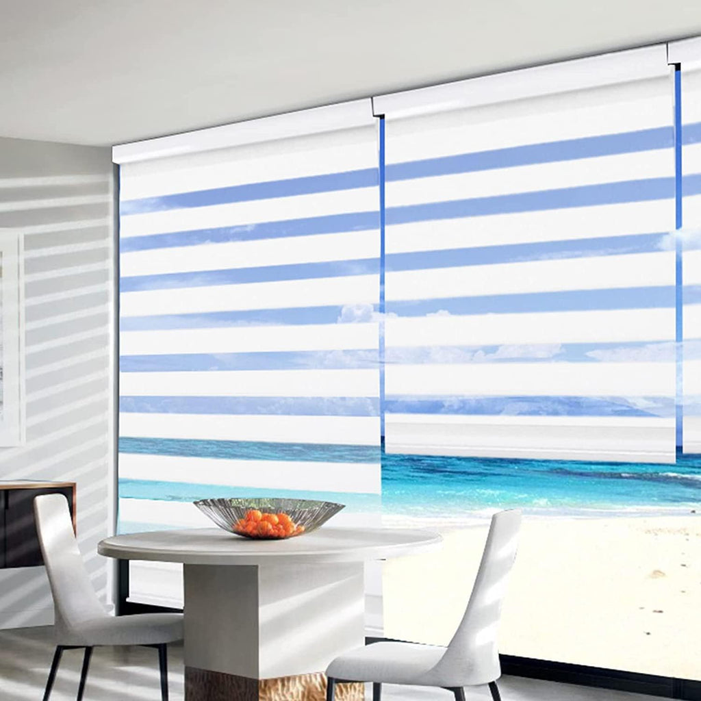 Cordless Zebra Blinds for Windows, Dual Layer Free-Stop Zebra Shades Privacy Light Control for Day and Night, Light
