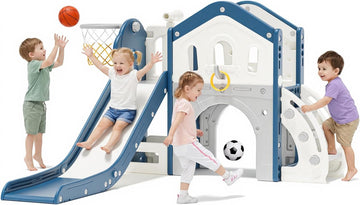 9 in 1 Toddler Slide for Toddlers 1-3 Outdoor Indoor Playset Blue
