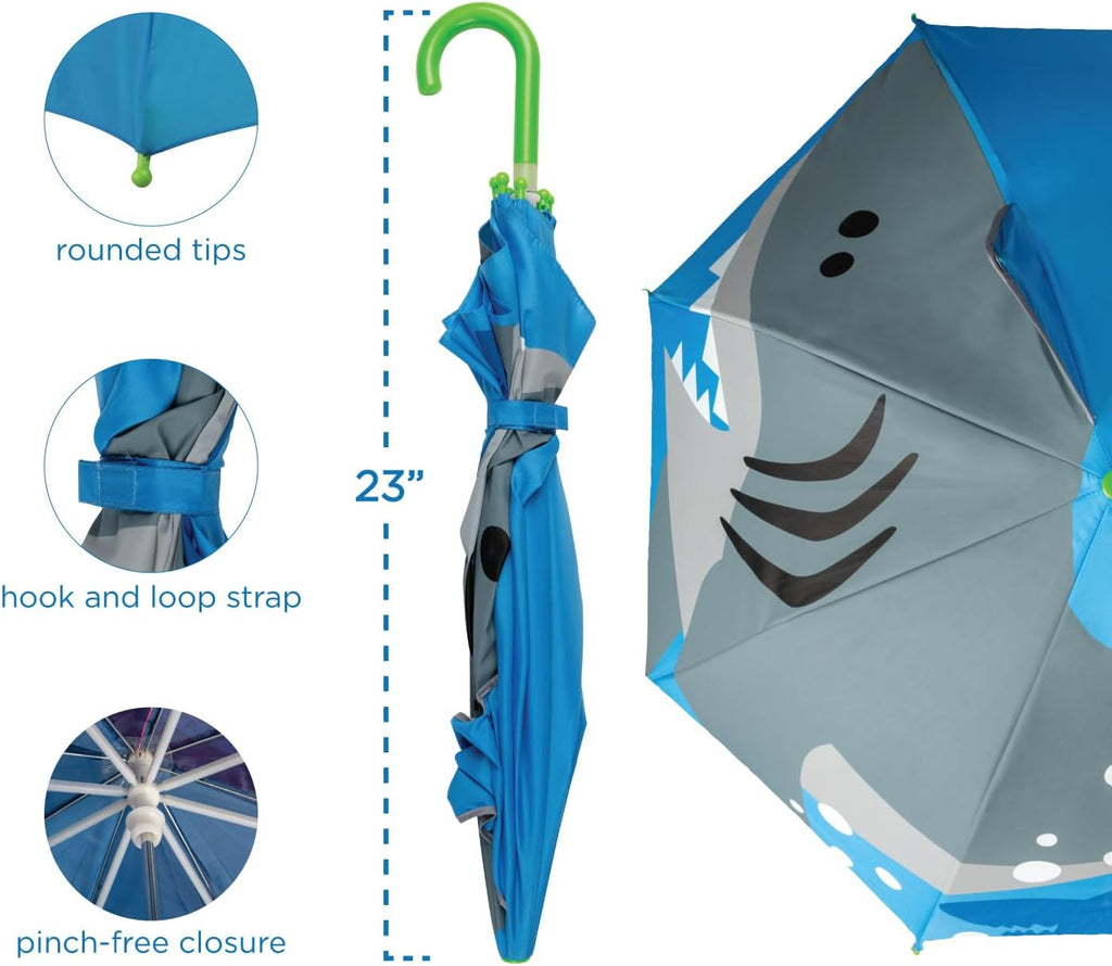 Joseph, 3D Pop Up Kids Umbrella, Cute Animals & Toddler Rain Umbrella Lightweight Easy Grip Handle for Boys Girls