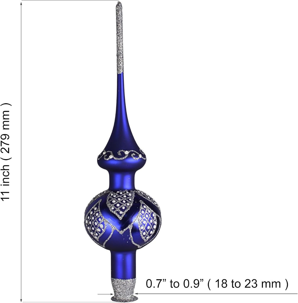 Lace Glass Christmas Tree Topper (Blue)