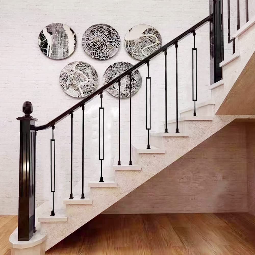 16 Pack Balusters for Staircase Interior Hollow Narrow Rectangular and Straight Stair Spindles 1/2" Square Iron