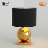 Gold Ball Modern Table Lamp,Mid Century Bedside Lamp Nightstand Light with Black Shade Metal Base Accent Lamp Bedside