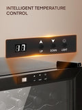 8 Bottles Countertop Wine Fridge, Small Wine Fridge with Double Glass Doors, LED