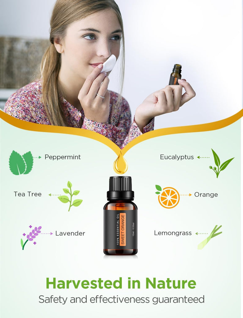 100ml Essential Oil Diffuser with 6 Oils Gift Set, Brown
