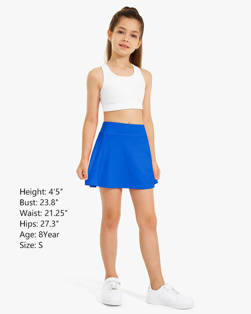 Girls A-Line Tennis Skort with Built-in Shorts for Sports Play