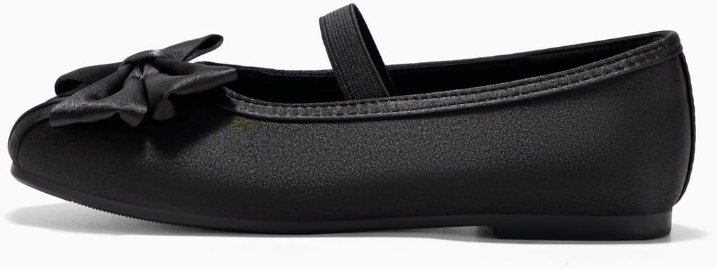 Girls Dress Shoes Bow Ballet Flats Satin Square Toe Mary Jane Shoes