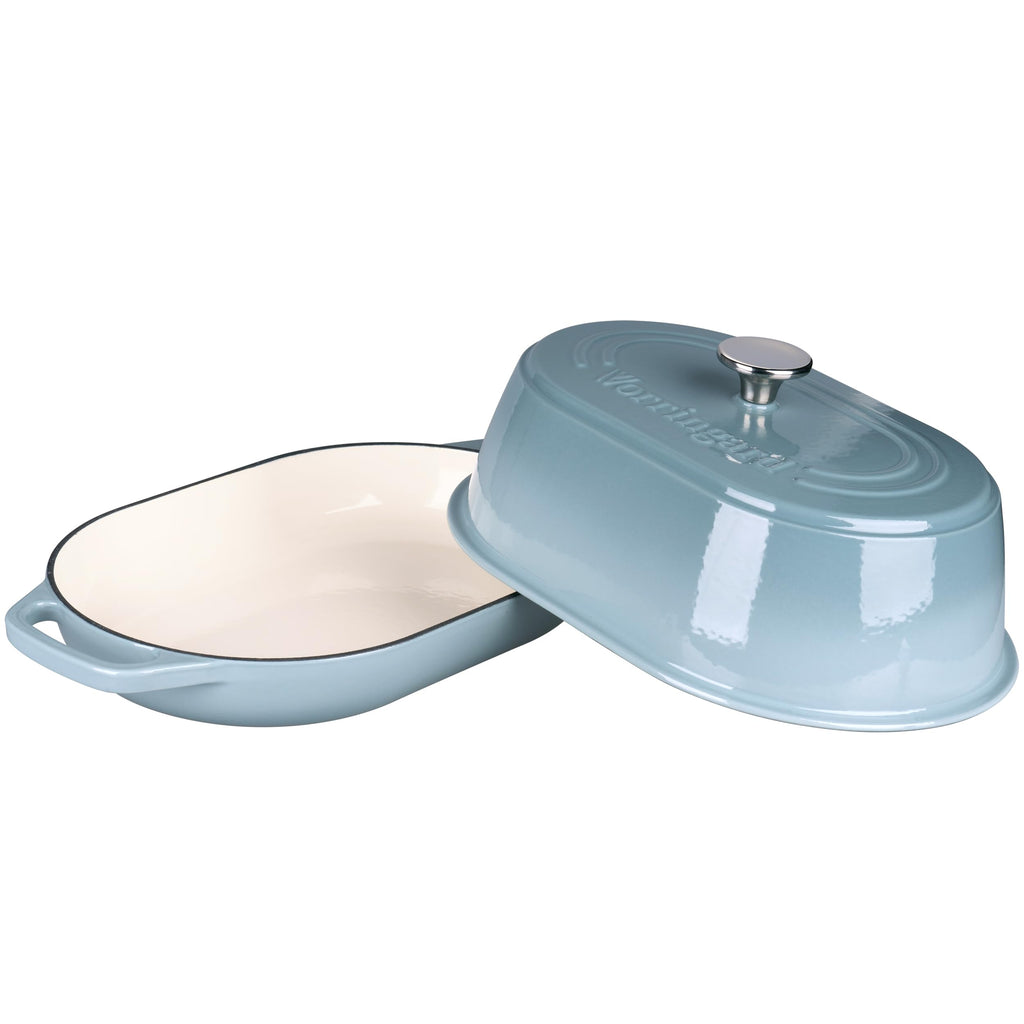Enameled Cast Iron Dutch Oven Pot with Dome Lid, Oval Bread Oven made Sourdough Bread Baking, Oven Safe up to 500°F