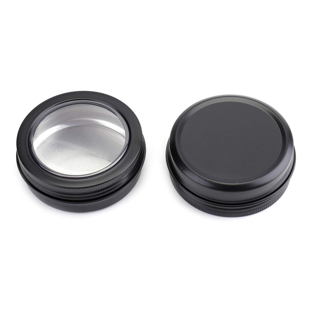 30 Pack 4 Ounce Round Tins Screw Lids Tin Cans with Clear Window Matte Black Metal Spice Containers Aluminum Travel