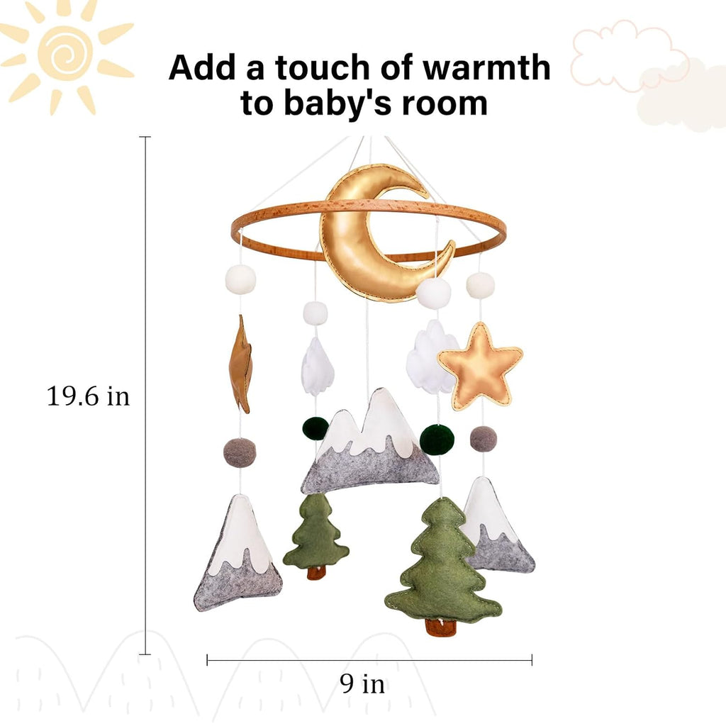 Woodland Baby Crib Mobile, Mountain Mobile for Crib for Boys & Girls, Neutral Nursery Mobile, Baby Shower Gift