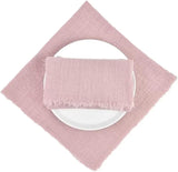Linen Napkins 12pcs Washed Cotton and Linen Tasseled Edge Napkin Tablecloth Japanese Pleated Tea Tow