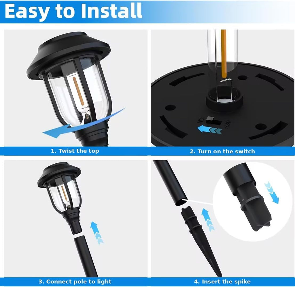 Solar Lights Outdoor 8 Pack, Cool White Solar Pathway Lights, Auto On/Off,Waterproof Solar Powered LED Landscape