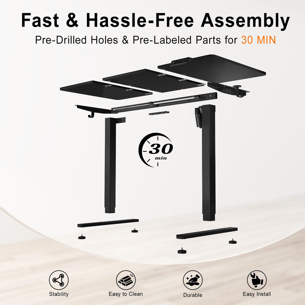 55 Inch Height Adjustable Standing Desk, Black