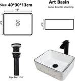 16 inch White Marble Ceramic Vessel Sink for Bathroom