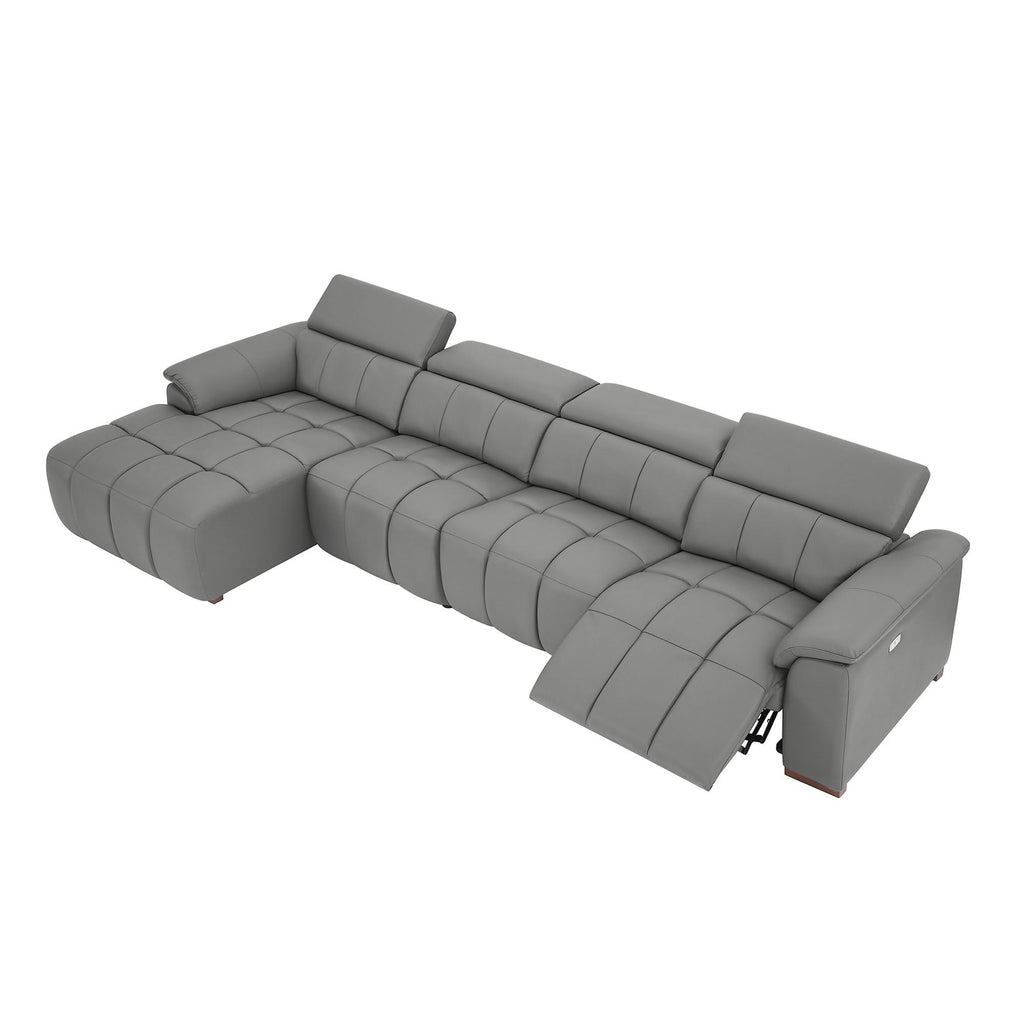 144.87'' Genuine Leather Sectional Sofa Couch with Chaise Lounge & Electric Recliner Seat, Large Modern High-End