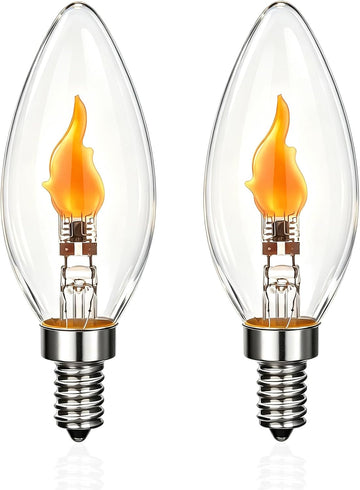 Flickering Flame LED Candle Bulb E12 Non-Dimmable 2W 1800K Warm Clear Glass 2-Pack