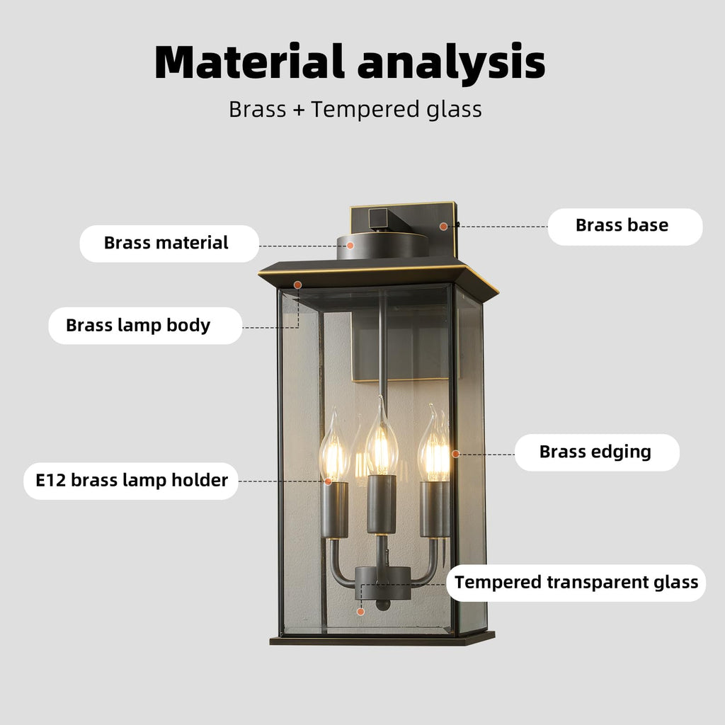 Large Oil‐Rubbed Bronze Outdoor Wall Sconce, Exterior Porch Light