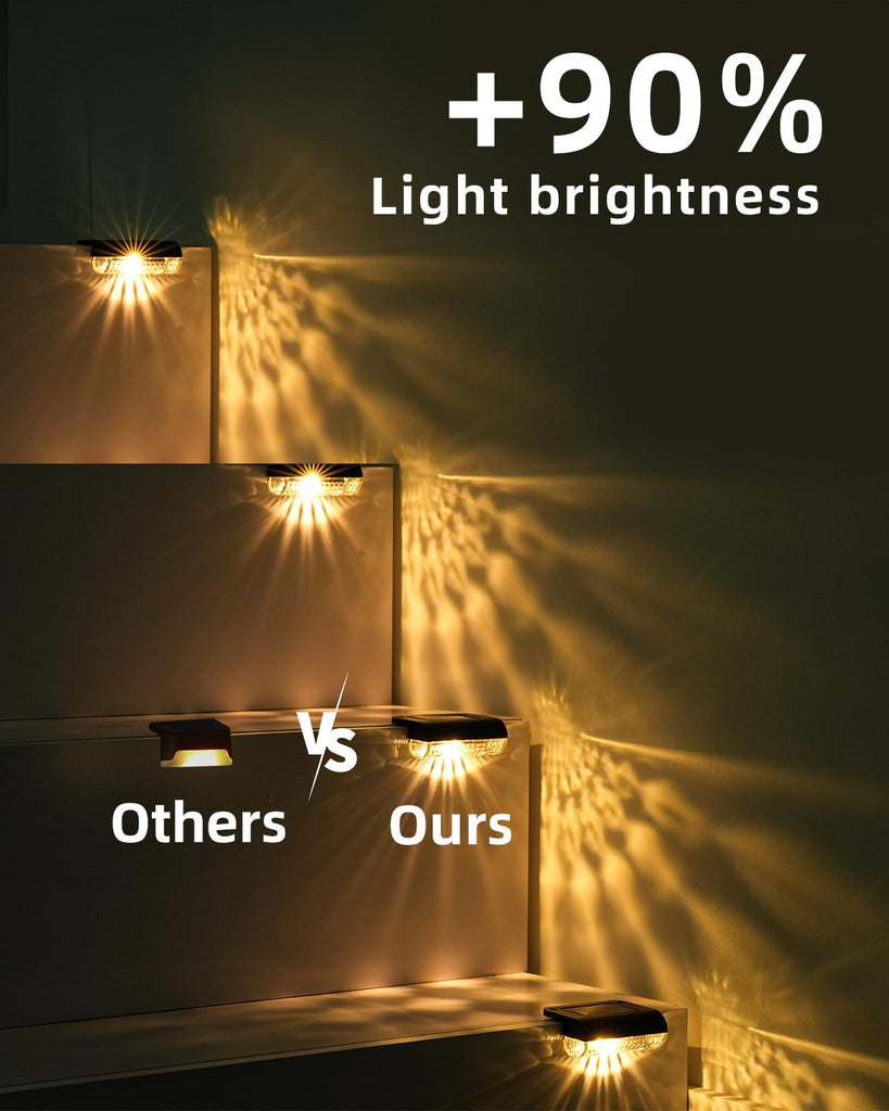16 Pack Solar Deck Lights Outdoor, Solar Step Lights Led Solar Lights for Outdoor Stairs, 3000K Warm White, Auto