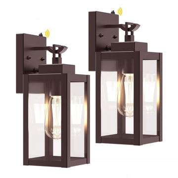 2-Pack Dusk to Dawn Porch Light Farmhouse Brown Outdoor Lights