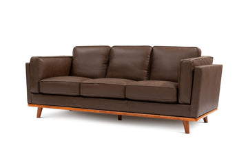 Artisan Full Leather Sofa 88" | Pure Full Italian Nappa Leather Couch, Solid Wood Accent, Ultimate Comfort, Chocolate