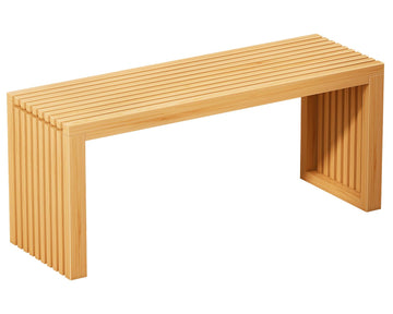 Bamboo Dining Bench, 35'' Slatted Design Entryway Bench, Natural