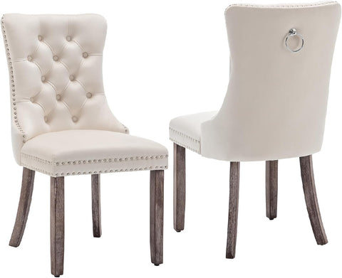 Kiztir Velvet Dining Chair Set of 2, Modern Kitchen Chairs with Nailhead Trim