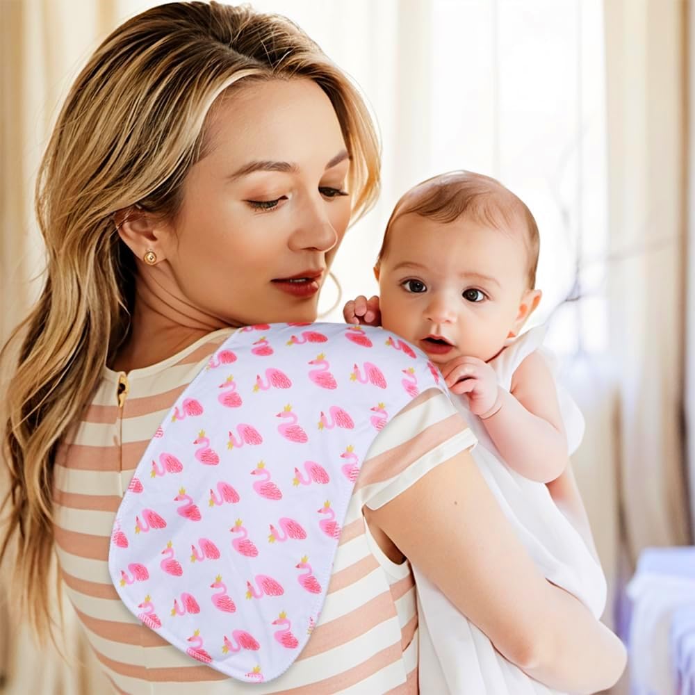 6‐Pack Cotton Baby Burp Cloths, Soft Absorbent for Boys & Girls