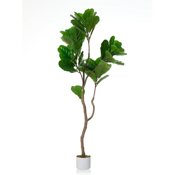 5ft Fiddle Leaf Fig Artificial Tree with White Planter Pot, Artificial Fiddle Leaf Fig Tree for Indoor and Outdoor
