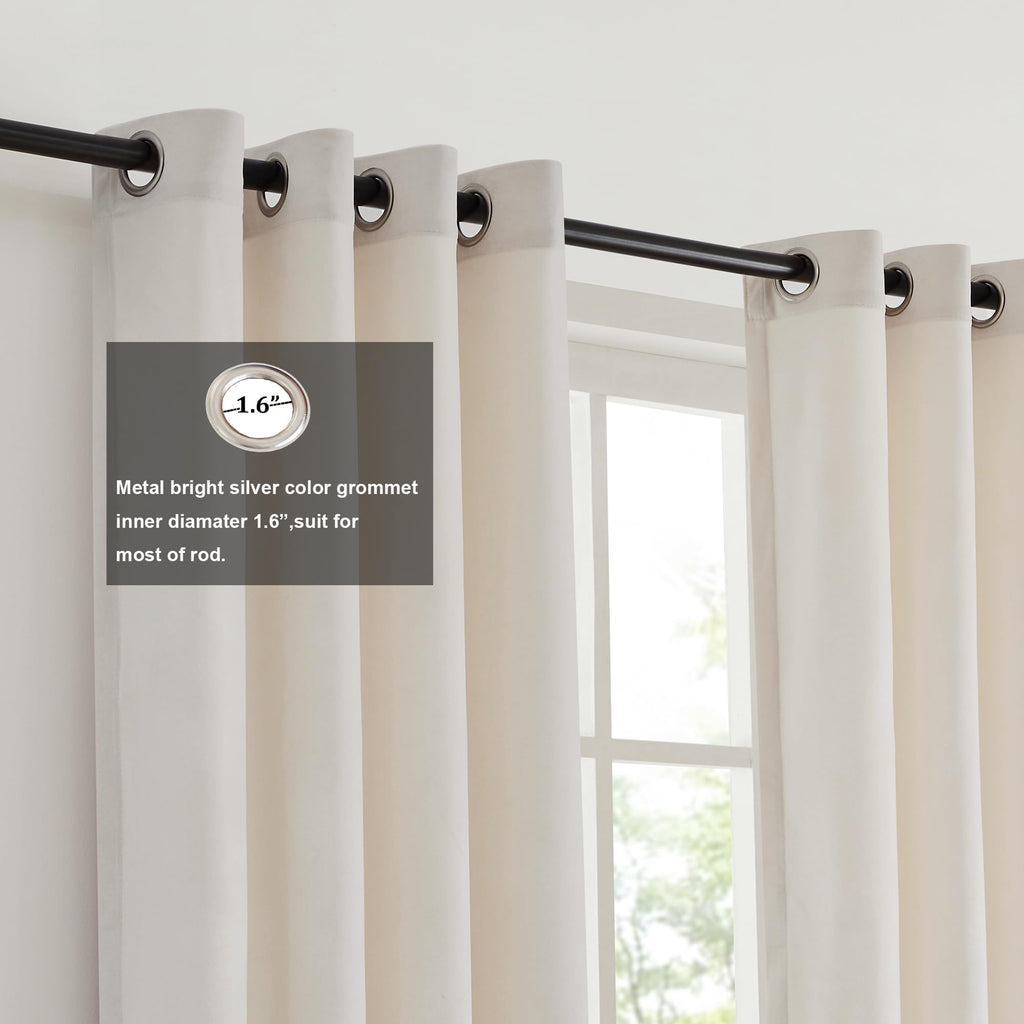 Modern Cream White Black Decorative Velvet Curtains 72 inches 2 Panels