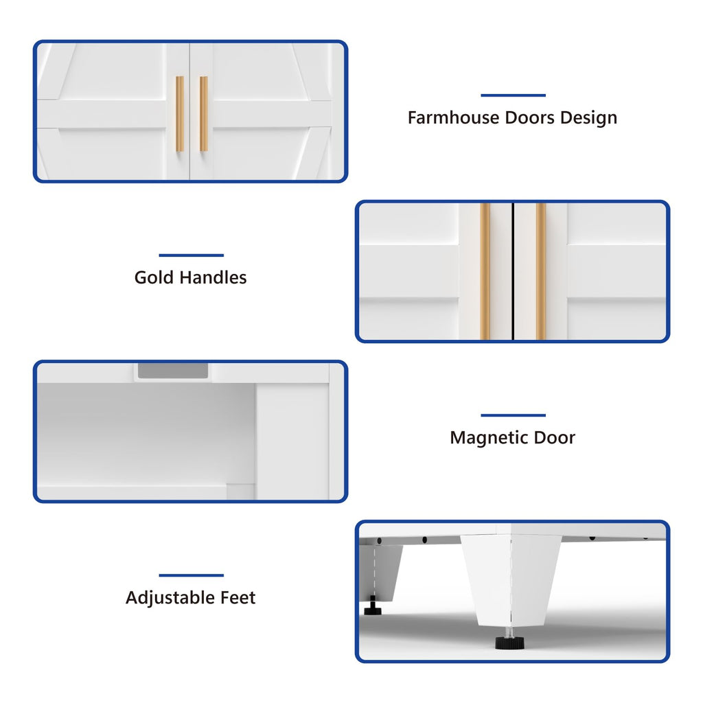 Metal Armoire Wardrobe Closet with Drawer, 71'' Tall Farmhouse Bedroom Armoires with Doors and Hanging Rod