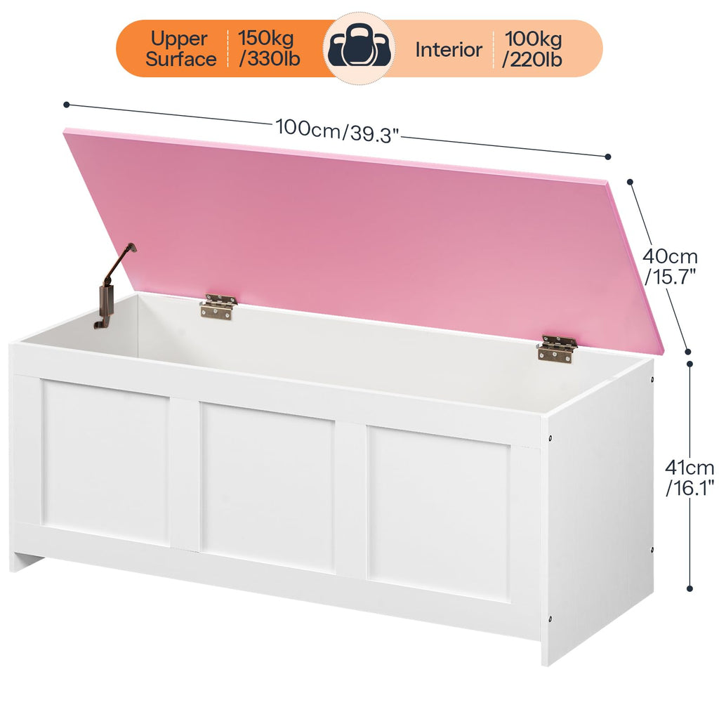 Storage Bench, 39.3" Retro Wooden Storage Chest, Wooden Storage Trunk, Toy Chest with Lift Top, Multifunctional