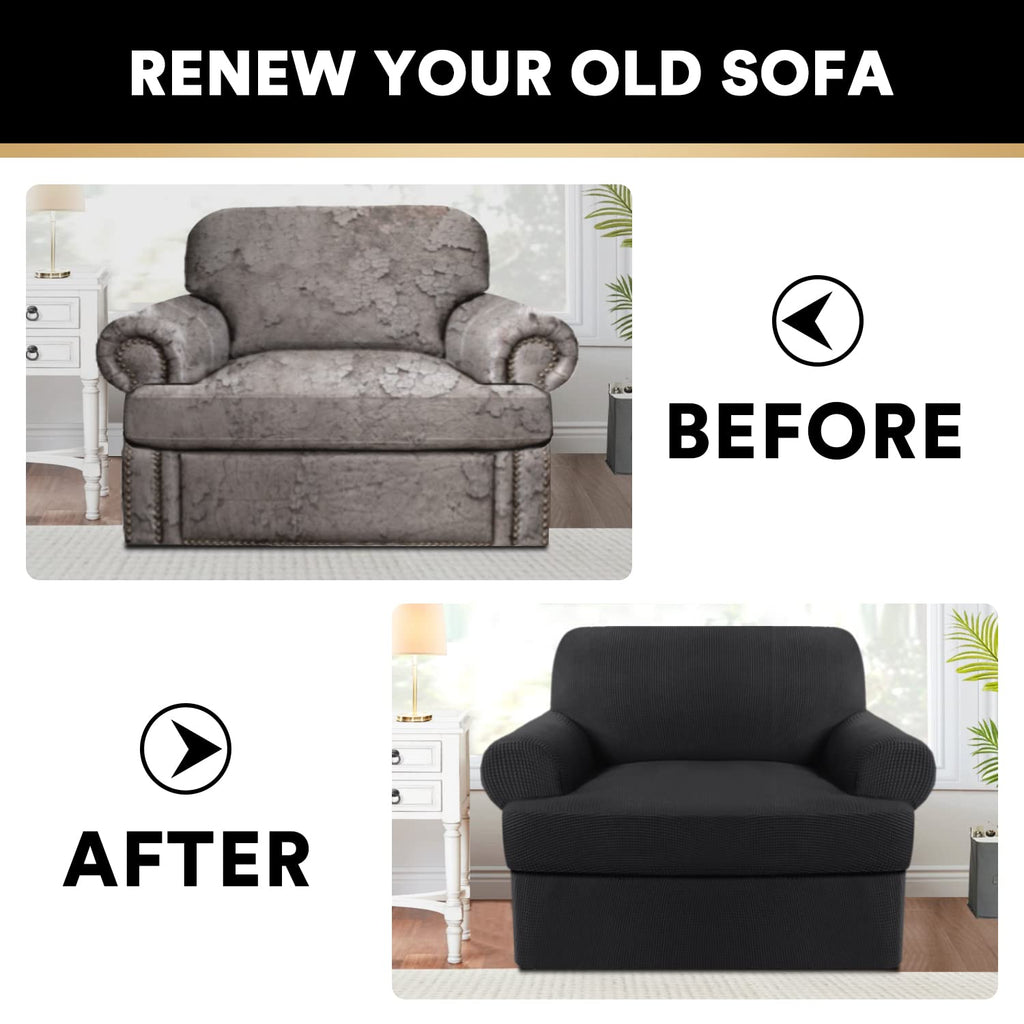 2 Pieces Armchair Slipcover Stretch Couch Covers for T Cushion Chair Slipcovers Soft Arm Chiar Cover Furniture Covers